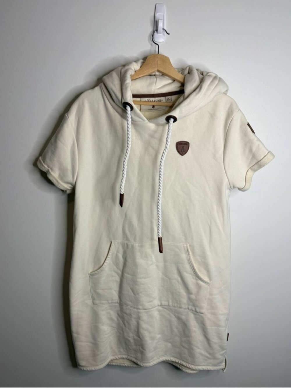 Wanakome Rebekka Hoodie Cozy Comfy Mini Short Sleeve Sweatshirt Dress XL